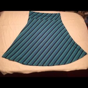 LulaRoe green blue striped Azure skirt